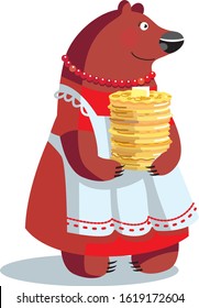 bear with pancakes, Maslenitsa, Russian style