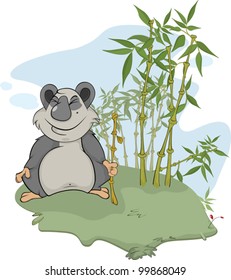 Bear. Panda and bamboo wood. Cartoon