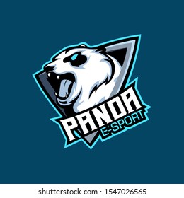 Plantilla de logotipo deportivo Bear / Panda E, ilustración vectorial de mascota del equipo de juegos 
