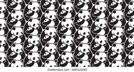 Bear panda seamless pattern polar bear isolated vector wallpaper illustration cartoon doodle background