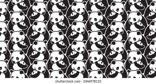 Bear panda seamless pattern polar bear isolated vector wallpaper illustration cartoon doodle background