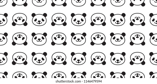 bear panda seamless pattern vector polar bear teddy scarf isolated tile background cartoon repeat wallpaper doodle illustration