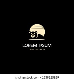 Bear Panda Under Glass Moon Creative Logo Design