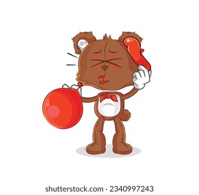 the bear pantomime blowing balloon. cartoon mascot vector