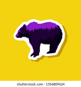 bear paper sticker on stylish background