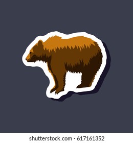 bear paper sticker on stylish background