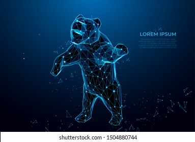 Bear. The particles, geometric art, line and dot of bear. graphic design concept of stock market. Polygonal wireframe mesh art, poly low.  Poly art. abstract vector illustration. 