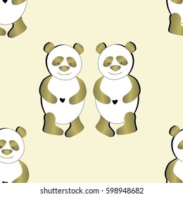 bear pattern heart seamless pattern vector illustration