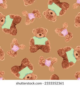 bear pattern in light brown background