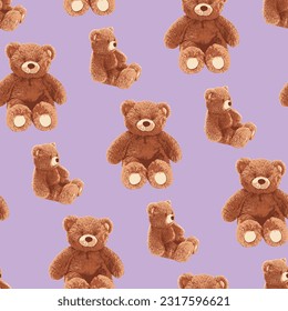 bear pattern in light purple background