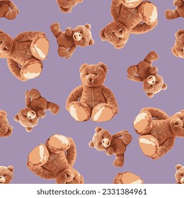 bear pattern in light purple background