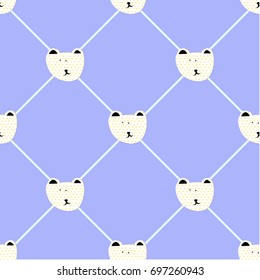 bear pattern lines blue background vector illustration 