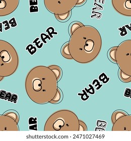 bear pattern mint green background seamless