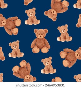 bear pattern on blue background