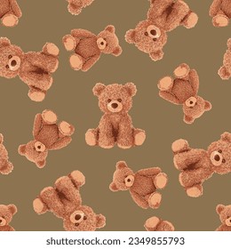 bear pattern on brown background