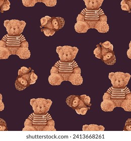 bear pattern on brown background