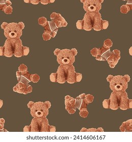bear pattern on brown background