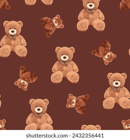 bear pattern on brown background