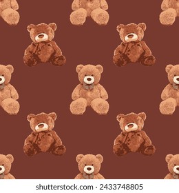 bear pattern on brown background