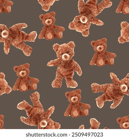 bear pattern on brown background