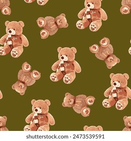 bear pattern on green background