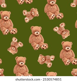 bear pattern on green background