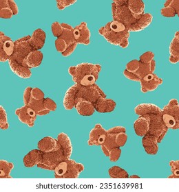 bear pattern on light blue background