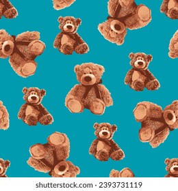 bear pattern on light blue background