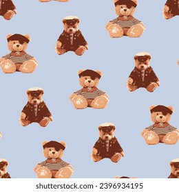 bear pattern on light blue background