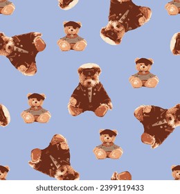 bear pattern on light blue background