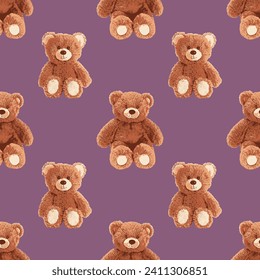 bear pattern on light purple background