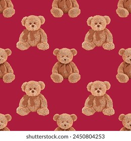 bear pattern on red background