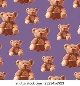 bear pattern in purple background