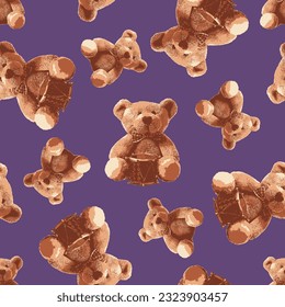 bear pattern in purple background