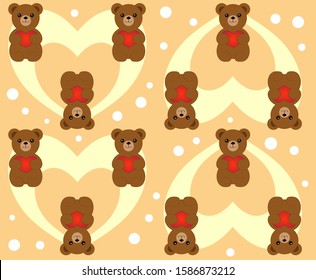 bear pattern with red hearts