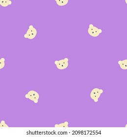 Bear pattern seamless in freehand style. Head animals on colorful background. Vector illustration for textile prints, fabric, banners, backdrops and wallpapers.