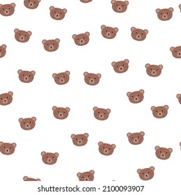 Bear pattern seamless in freehand style. Head animals on colorful background. Vector illustration for textile prints, fabric, banners, backdrops and wallpapers.