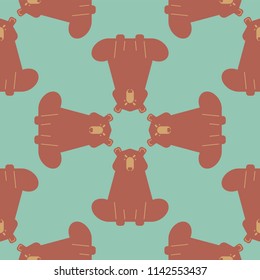 Bear pattern seamless. Grizzly ornament. Wild predator background. Vector illustration