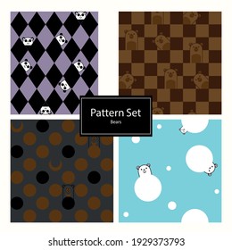 Bear patterns for use on fabric, prints or stationery. All colors are editable.