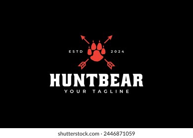 diseño de logotipo de garra y flecha de oso para la caza deportiva empresa de aventura negocio