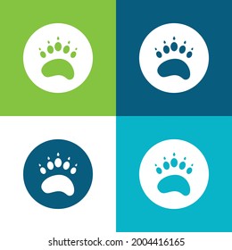 Bear Paw Circule Flat four color minimal icon set