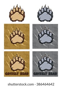 Bear Paw With Claws Logo Design. Vector Collection Set