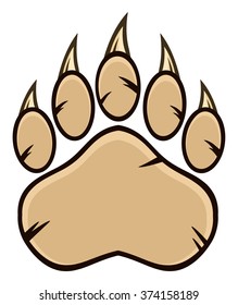 Bear Paw With Claws. Vector Illustration Isolated On White Background