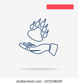 Bear paw and hand icon. Vector concept illustration for design.