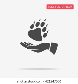Bear paw and hand icon. Vector concept illustration for design.