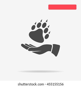 Bear paw and hand icon. Vector concept illustration for design.