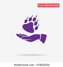 Bear paw and hand icon. Vector concept illustration for design.