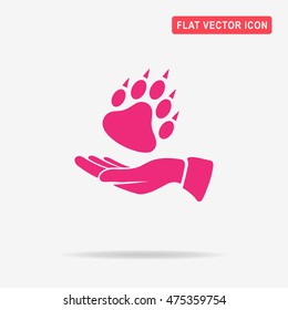 Bear paw and hand icon. Vector concept illustration for design.