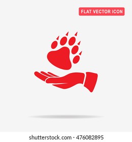 Bear paw and hand icon. Vector concept illustration for design.