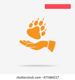 Bear paw and hand icon. Vector concept illustration for design.